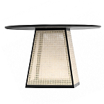 Обеденный стол с круглой чёрной столешницей и плетёным основанием Savanna Round Table варинант исполнения - 1 | Loft Concept в Волгограде