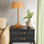 Настольная лампа со скошенным конусовидным абажуром и фигурной ножкой в цвете тик Accord Lighting варинант исполнения - 6 | Loft Concept в Волгограде