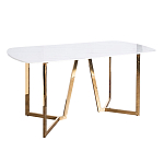 Стол обеденный белый с золотыми глянцевыми ножками Laconic White Table варинант исполнения - 1 | Loft Concept в Волгограде