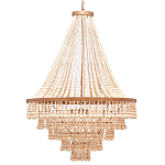 Многоярусная люстра украшенная круглыми деревянными бусами Wooden Beads Chandelier L варинант исполнения - 3 | Loft Concept в Волгограде