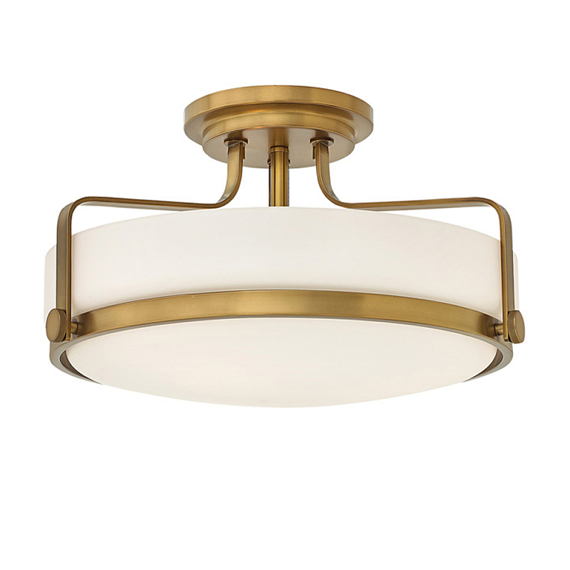 Потолочный светильник с круглым матовым белым плафоном Hinkley Латунь Белый Хром в Волгограде | Loft Concept 