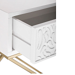 Приставной столик с выдвижным ящиком  White Table Carved Pattern варинант исполнения - 3 | Loft Concept в Волгограде
