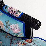 Кресло из натурального бука бирюзовое с изображением птиц и цветов Turquoise Chinoiserie Garden Armchair варинант исполнения - 4 | Loft Concept в Волгограде