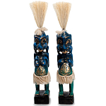 Комплект из 2-х деревянных статуэток Asmat Straw Headdress Statuettes Blue Tattoo варинант исполнения - 1 | Loft Concept в Волгограде