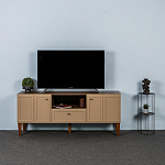 ТВ-тумба бежевая из массива бука с 2-мя дверками и ящиком Wenge Light варинант исполнения - 5 | Loft Concept в Волгограде