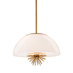 Подвесной светильник золотого цвета с полусферическим опаловым плафоном и декоративным элементом Elstead Lighting варинант исполнения - 1 | Loft Concept в Волгограде