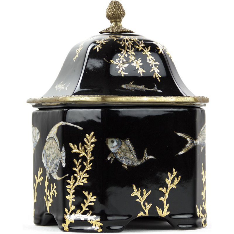 Шкатулка Box Fish Chinoiserie Черный Бронза Золотой Шкатулка Box Fish Chinoiserie Черный Бронза Золотой в Волгограде | Loft Concept