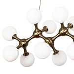 Линейная люстра с плафонами из стеклянных шаров Pearls Suspension Linear Brass Chandelier варинант исполнения - 2 | Loft Concept в Волгограде