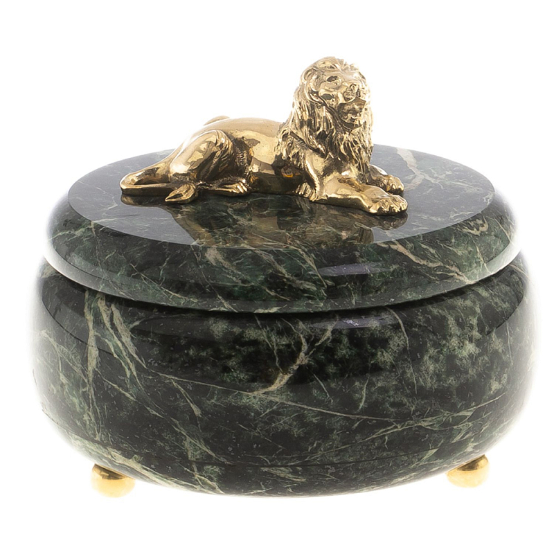 Шкатулка из натурального камня змеевик с фигуркой льва Stone Casket Змеевик Бронза Шкатулка из натурального камня змеевик с фигуркой льва Stone Casket Змеевик Бронза в Волгограде | Loft Concept