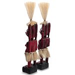 Комплект из 2-х деревянных статуэток Asmat Straw Headdress Statuettes Red Turquoise варинант исполнения - 2 | Loft Concept в Волгограде