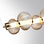 Подвесной светильник линейный с 7-ю рифлеными стеклянными шарами Marcelh Light варинант исполнения - 5 | Loft Concept в Волгограде