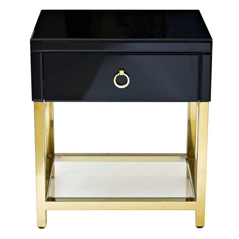 Тумба Black Gold Nightstand Глянцевый черный Глянцевое золото Прозрачный Тумба Black Gold Nightstand Глянцевый черный Глянцевое золото Прозрачный в Волгограде | Loft Concept