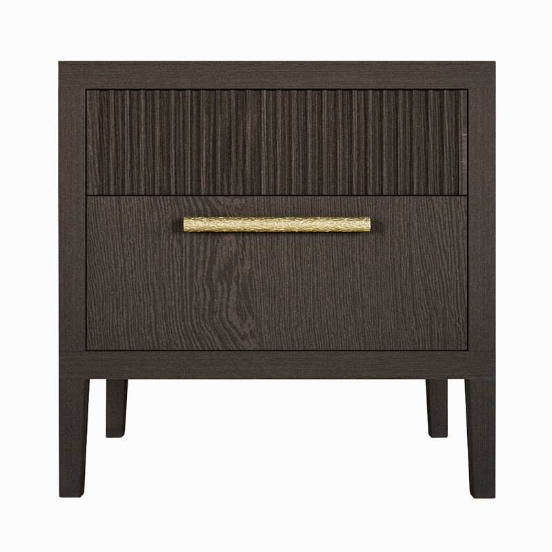 Прикроватная Тумбочка Primo с двумя ящиками Темный орех Орех Золотой в Волгограде | Loft Concept 