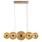 Люстра подвесная светодиодная со стеклянными плафонами янтарного цвета в форме дисков Savio Glass Disc варинант исполнения - 2 | Loft Concept в Волгограде