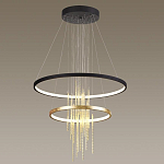 Люстра подвесная с 2-мя круглыми подвесами в черном и золотистом цвете и вертикальными подвесками Ring Horizontal варинант исполнения - 4 | Loft Concept в Волгограде