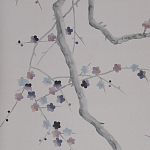 Обои ручная роспись Plum Blossom Special Colourway on Lilac Hint dyed silk варинант исполнения - 2 | Loft Concept в Волгограде