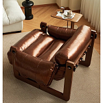 Кресло-диван кожаное на деревянном каркасе Medieval Furniture варинант исполнения - 1 | Loft Concept в Волгограде