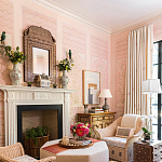 Обои ручная роспись Jharokha Arches Original colourway on pink painted Xuan paper варинант исполнения - 3 | Loft Concept в Волгограде