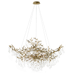 Подвесная люстра в виде ветвей деревьев золотого цвета с прозрачными подвесками-каплями 10 и 14 ламп Droplet Chandelier варинант исполнения - 1 | Loft Concept в Волгограде