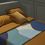 Плед из хлопка синего цвета с абстрактным принтом Elysian Flow Ocean варинант исполнения - 5 | Loft Concept в Волгограде