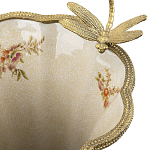 Ваза голубого цвета из фарфора с цветочным рисунком и бронзовой стрекозой Blue Garden варинант исполнения - 1 | Loft Concept в Волгограде