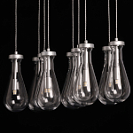 Люстра с 9-ю прозрачными плафонами из стекла в форме капли на прямоугольном потолочном основании цвета хром Lucid Rain  варинант исполнения - 9 | Loft Concept в Волгограде