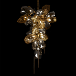 Люстра подвесная вытянутой формы с плафонами из стекла и металла с двумя вертикальными подвесками Gilded Mirage  варинант исполнения - 4 | Loft Concept в Волгограде