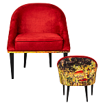 Кресло из натурального бука красное с цветным принтом Impressionism in Art варинант исполнения - 2 | Loft Concept в Волгограде