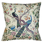 Подушка декоративная с изображением павлинов в саду Beige Chinoiserie Garden Two Peacocks Cushion варинант исполнения - 1 | Loft Concept в Волгограде