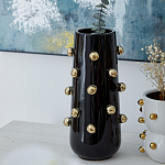 Ваза черная цилиндрическая с глянцевым покрытием и золотыми декоративными элементами Molecule Collection варинант исполнения - 3 | Loft Concept в Волгограде