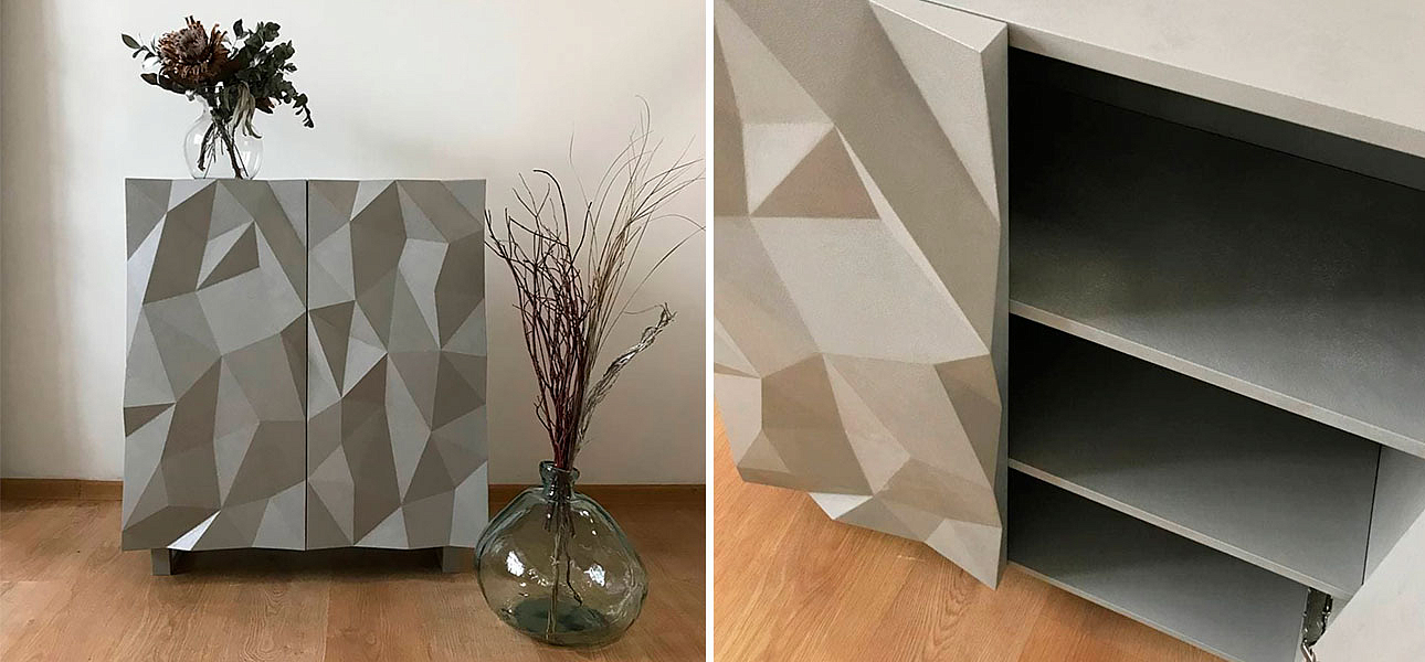 Комод с большими угловыми фигурами с одной секцией, 2 полки Geometric Greece Комод с большими угловыми фигурами с одной секцией, 2 полки Geometric Greece - Loft-Concept в Волгограде