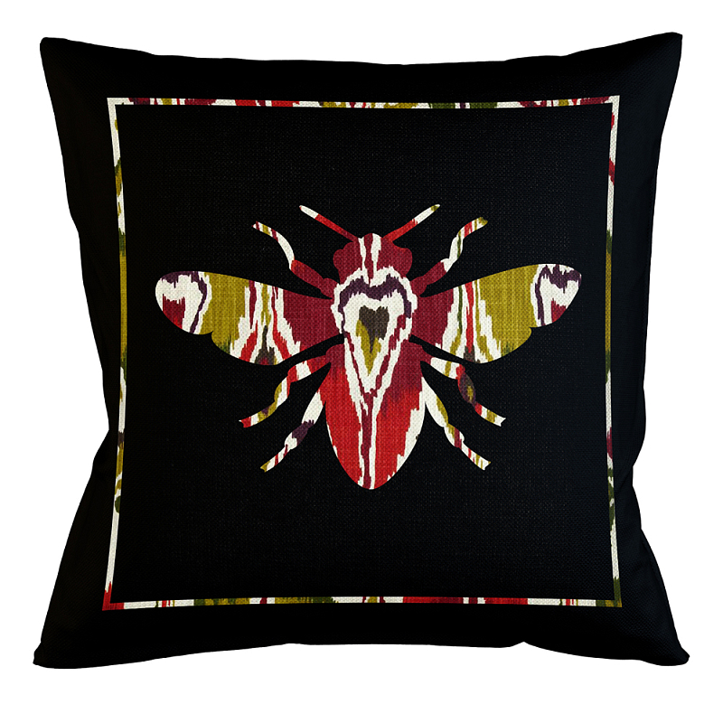 Подушка декоративная пчела цветной узор Ikat Pattern Мульти Бежевый Черный Подушка декоративная пчела цветной узор Ikat Pattern Мульти Бежевый Черный в Волгограде | Loft Concept