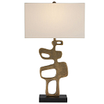 Настольная лампа с фигурным каркасом и прямоугольным тканевым абажуром Brutalist Profile варинант исполнения - 3 | Loft Concept в Волгограде