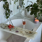 Поднос для ванны из эпоксидной смолы с цветами белая Epoxy Resin Flowers Bath Tray White варинант исполнения - 2 | Loft Concept в Волгограде