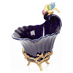 Чаша темно-синего цвета из фарфора с разноцветной птичкой Eden Garden porcelain and bronze варинант исполнения - 9 | Loft Concept в Волгограде