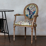 Полукресло из массива бука бежевое с изображением птиц и цветов Beige Green Chinoiserie Garden Chair варинант исполнения - 5 | Loft Concept в Волгограде