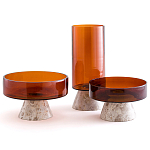 Высокая чаша из янтарного стекла Amber Marble Vase варинант исполнения - 3 | Loft Concept в Волгограде