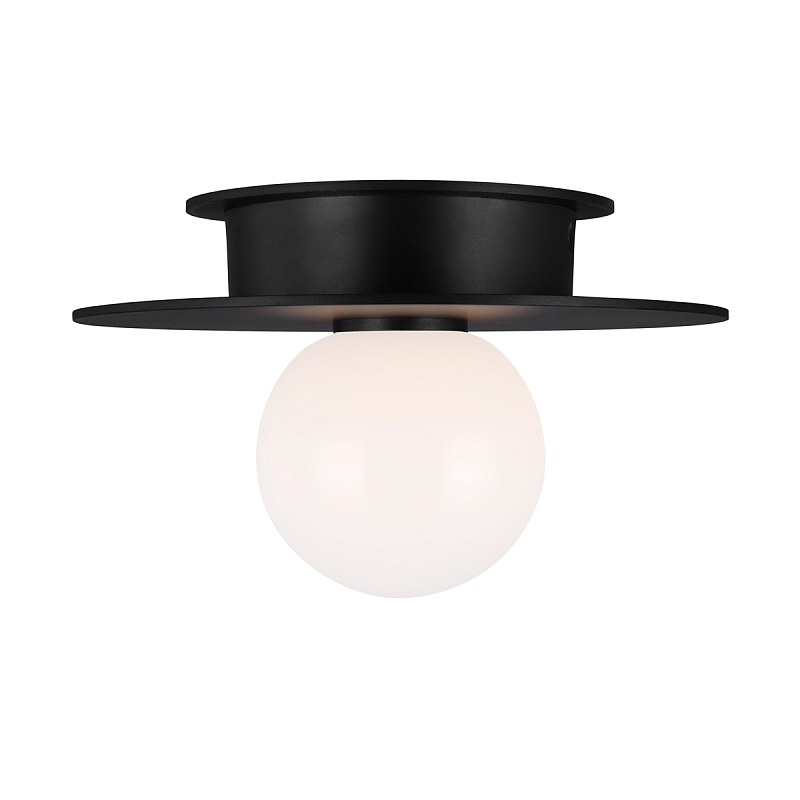 Потолочный светильник с шарообразным плафоном из белого матового стекла Generation Lighting Черный Белый в Волгограде | Loft Concept 