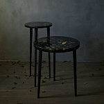 Круглый журнальный столик со столешницей из эпоксидной смолы Epoxy Resin Flowers Coffee Table варинант исполнения - 5 | Loft Concept в Волгограде