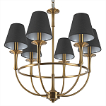 Люстра на металлическом основании бронзового цвета с 6-ю черными конусовидными абажурами Dignity варинант исполнения - 8 | Loft Concept в Волгограде