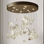 Люстра каскадная с белыми цветами и птицами Takeoff варинант исполнения - 2 | Loft Concept в Волгограде