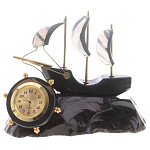Часы настольные в виде парусника из натурального камня Обсидиан Sailboat Stone Clock варинант исполнения - 4 | Loft Concept в Волгограде