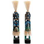 Комплект из 2-х деревянных статуэток Asmat Straw Headdress Statuettes Blue Tattoo варинант исполнения - 4 | Loft Concept в Волгограде