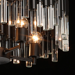 Люстра круглая из матового черного металла с подвесками из прозрачных стеклянных трубок Noir Tubes варинант исполнения - 6 | Loft Concept в Волгограде