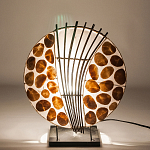 Настольная лампа из перламутра и дерева на подставке Indonesian Shell варинант исполнения - 4 | Loft Concept в Волгограде