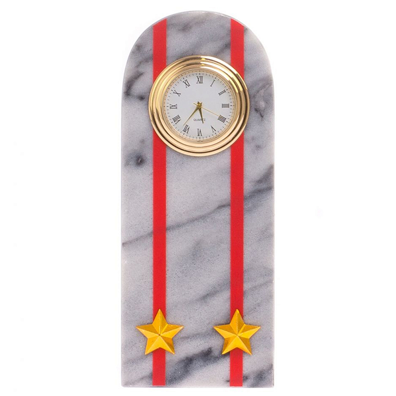 Часы погон МВД подарочные настольные из натурального камня Мрамор Military Clock Белый Мрамор Bianco Красный Золотой Часы погон МВД подарочные настольные из натурального камня Мрамор Military Clock Белый Мрамор Bianco Красный Золотой в Волгограде | Loft Concept