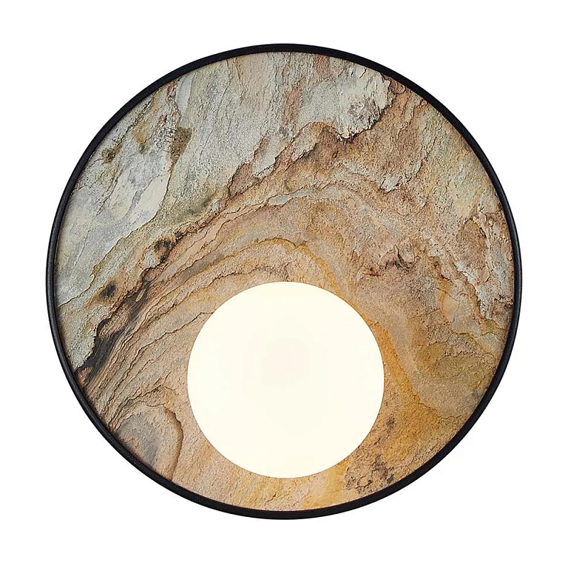 Бра круглое с каменным диском в металлической раме Sandstone Painting  в Волгограде | Loft Concept 