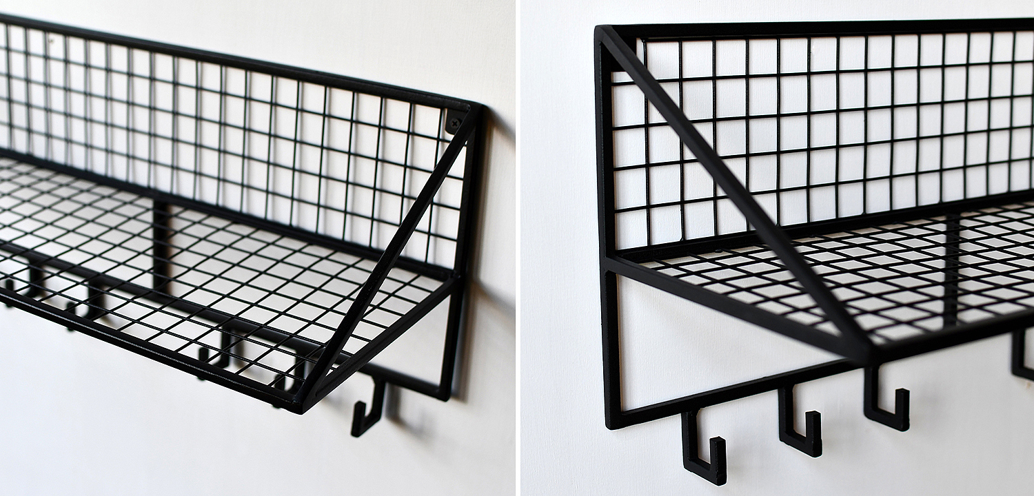 Вешалка с полкой Rhian Industrial Metal Rust Shelf Black S Вешалка с полкой Rhian Industrial Metal Rust Shelf Black S - Loft-Concept в Волгограде
