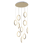 Потолочная люстра каскадная светодиодная с золотистым каркасом Ring of Fire варинант исполнения - 1 | Loft Concept в Волгограде