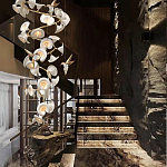 Люстра каскадная из белых цветов каллы и птичек Refined Taste of Light варинант исполнения - 3 | Loft Concept в Волгограде